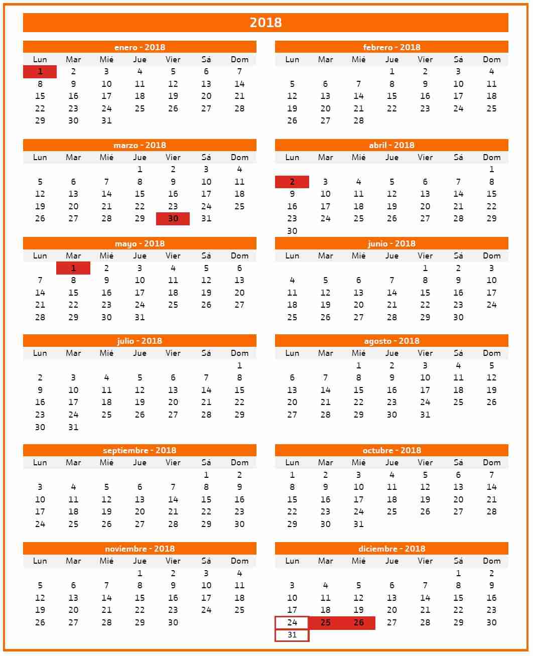 Calendario festivos bolsa española 2018