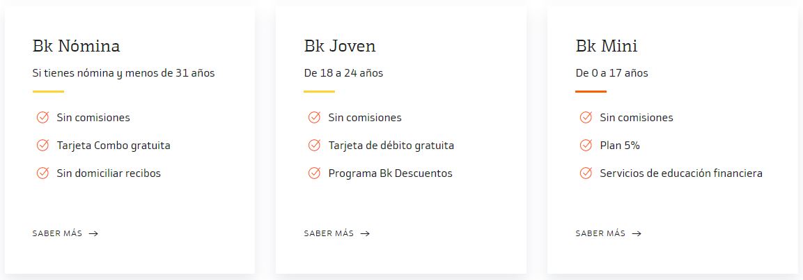 Cuentas Bk para j&oacute;venes