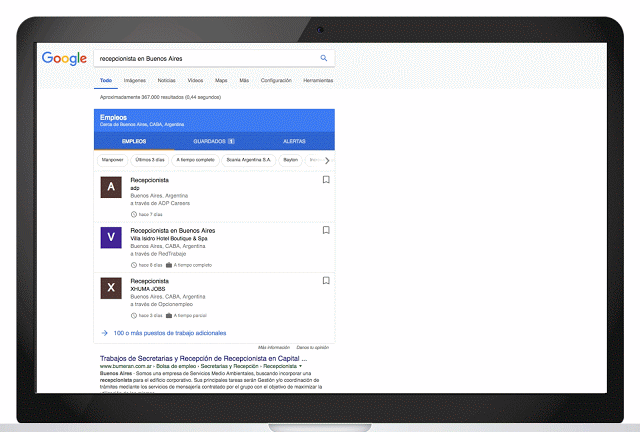 Google for Jobs pantalla