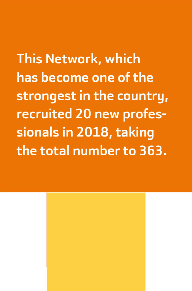 This Network, which has become one of the strongest in the country, recruited 20 new professionals in 2018, taking the total number to 363.