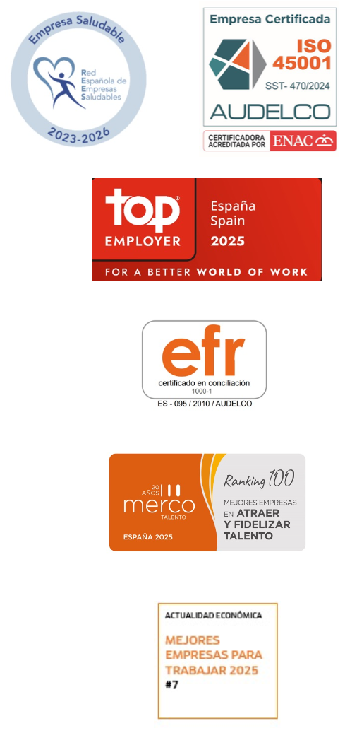 Empresa Saludable, ISO 45001, Top Employer, efr, Merco Talento, Actualidad Económica
